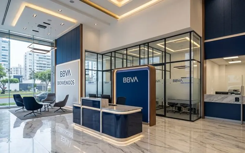 Interior de agencia bancaria remodelada por GDS Infraestructura